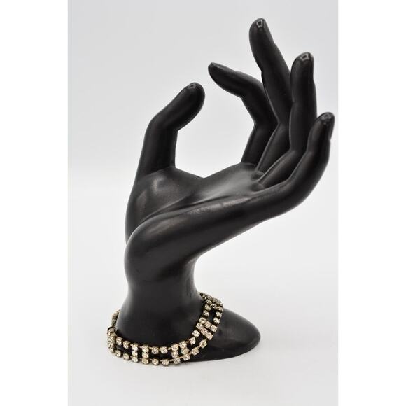 Vintage Crystal Bracelet Prong Rhinestone Silver Tone Sparkling Shiny 1980s BinO - Picture 7 of 12